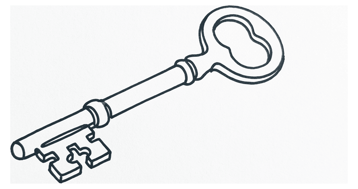 An old-fashioned key.